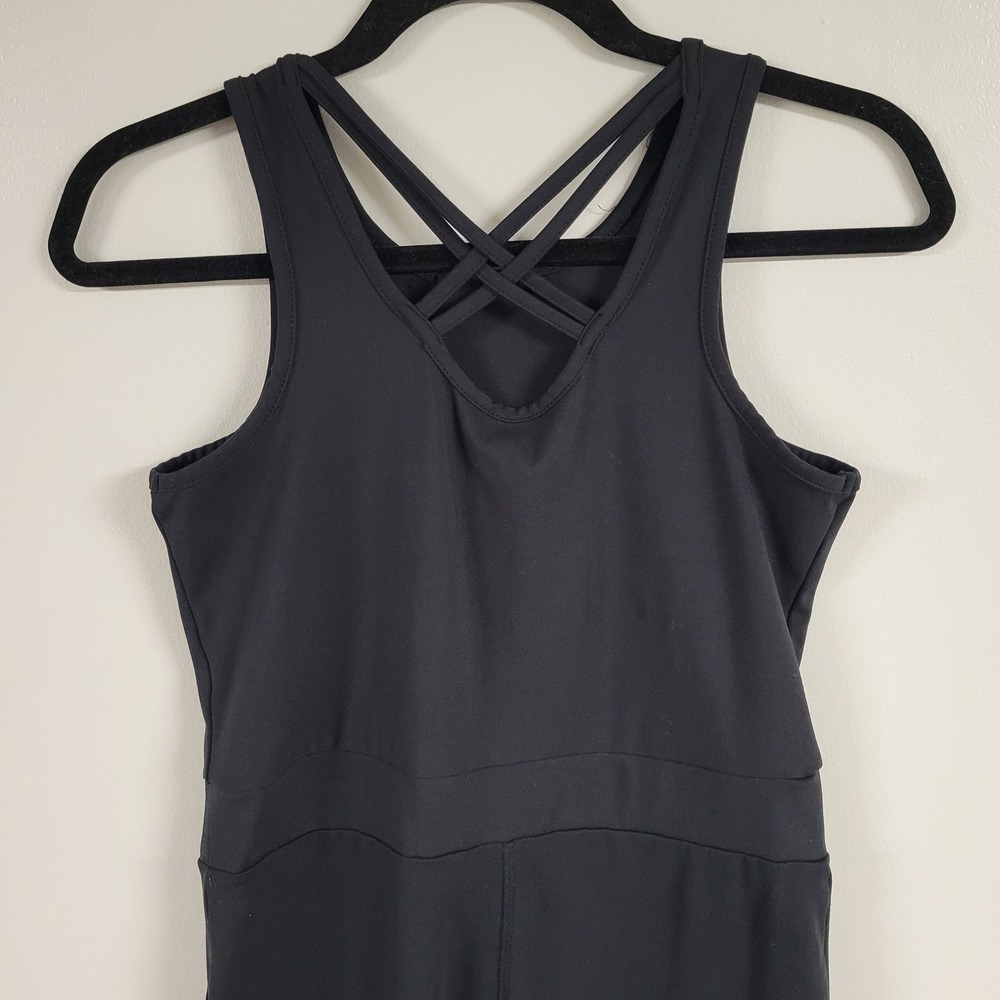 We Wander Black‎ Athleisure Strappy Back Athletic Jumpsuit Girls L 12-14 Pockets